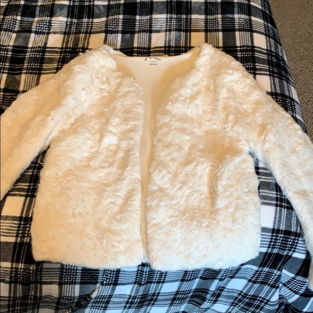 Furry white sweater jacket